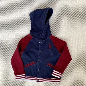 Polo by Ralph Lauren Hooded Varsity Sweater Jacket | 24m
